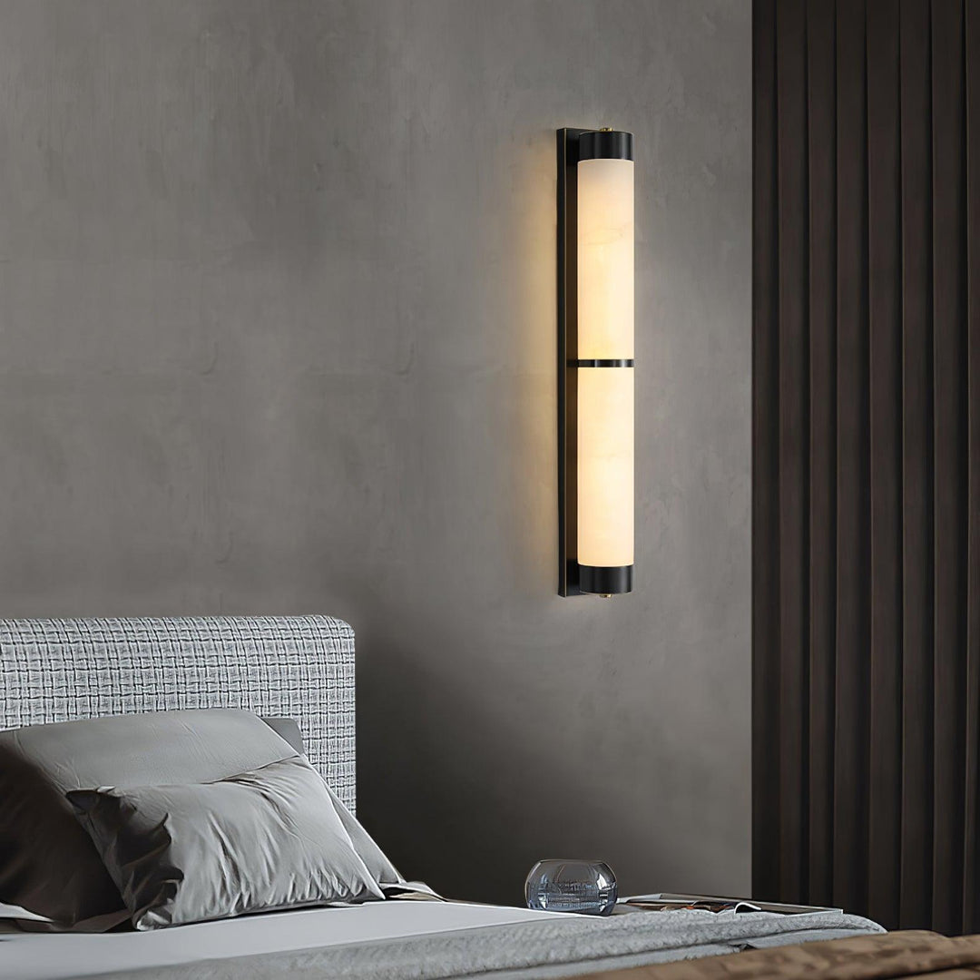 Lampa Ścienna Cylindra z Alabastru i Mosiądzu