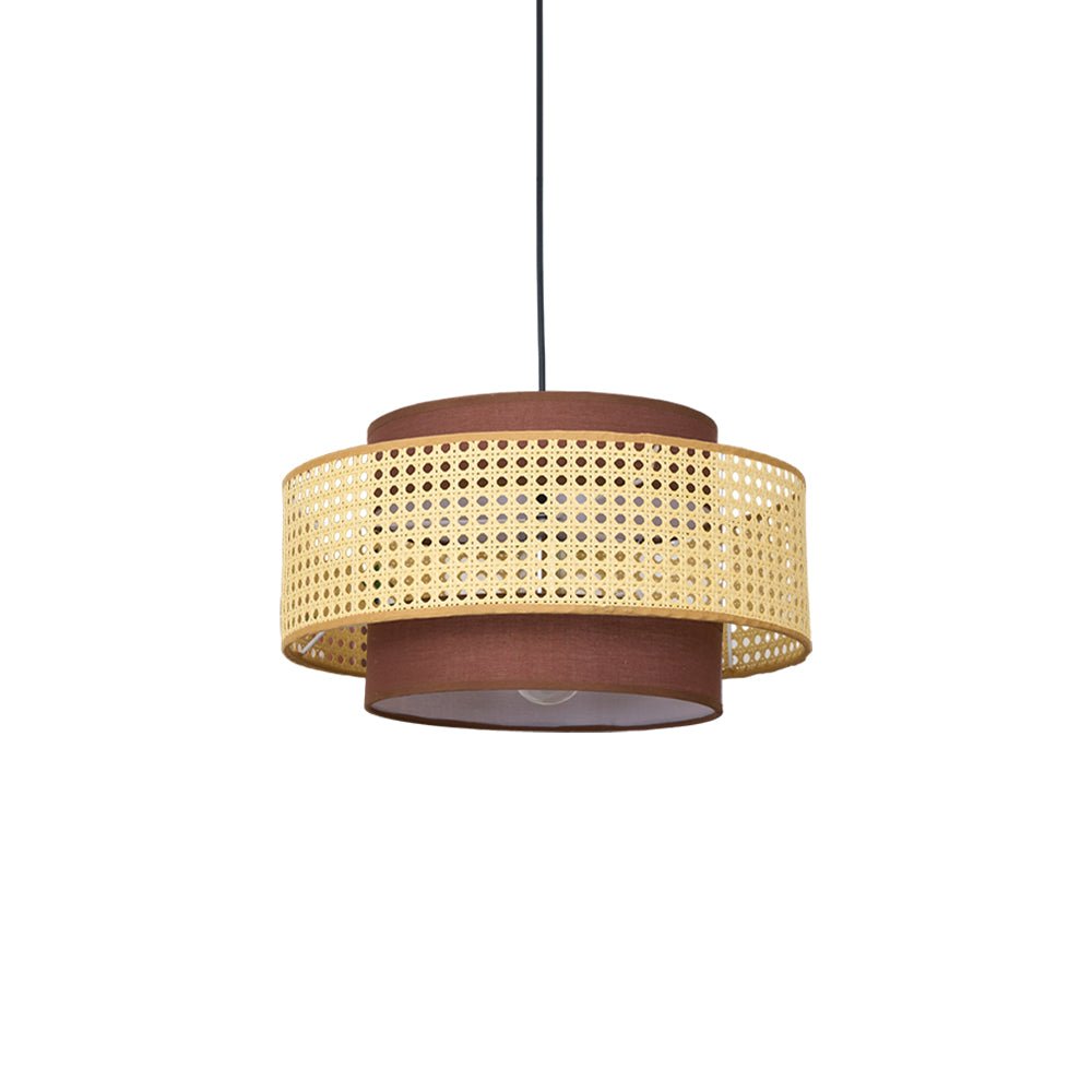 Lampa wisząca z abażurem w kształcie bębna