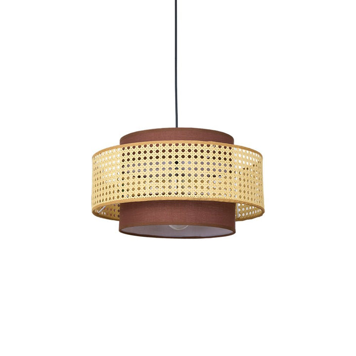 Lampa wisząca z abażurem w kształcie bębna