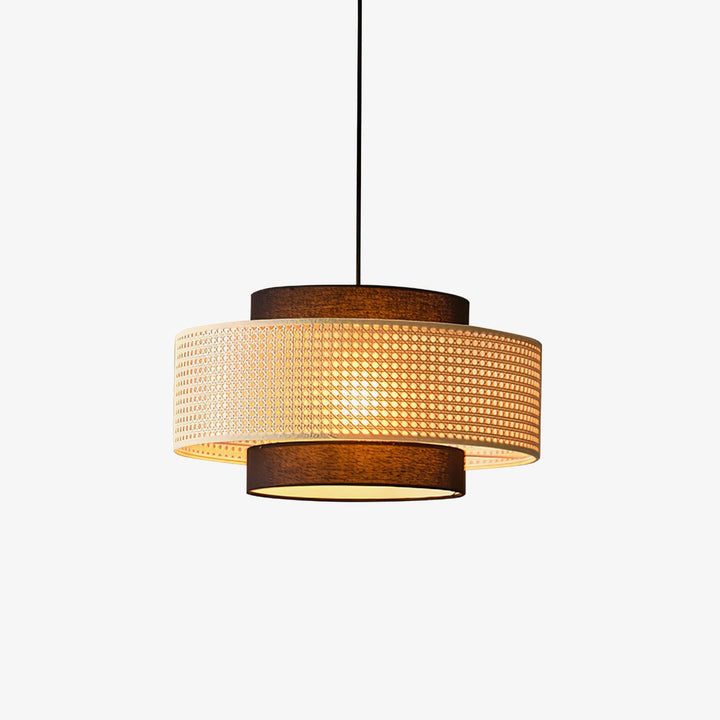 Lampa wisząca z abażurem w kształcie bębna