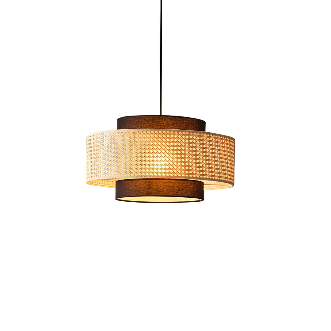Lampa wisząca z abażurem w kształcie bębna