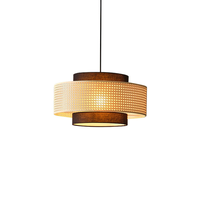 Lampa wisząca z abażurem w kształcie bębna
