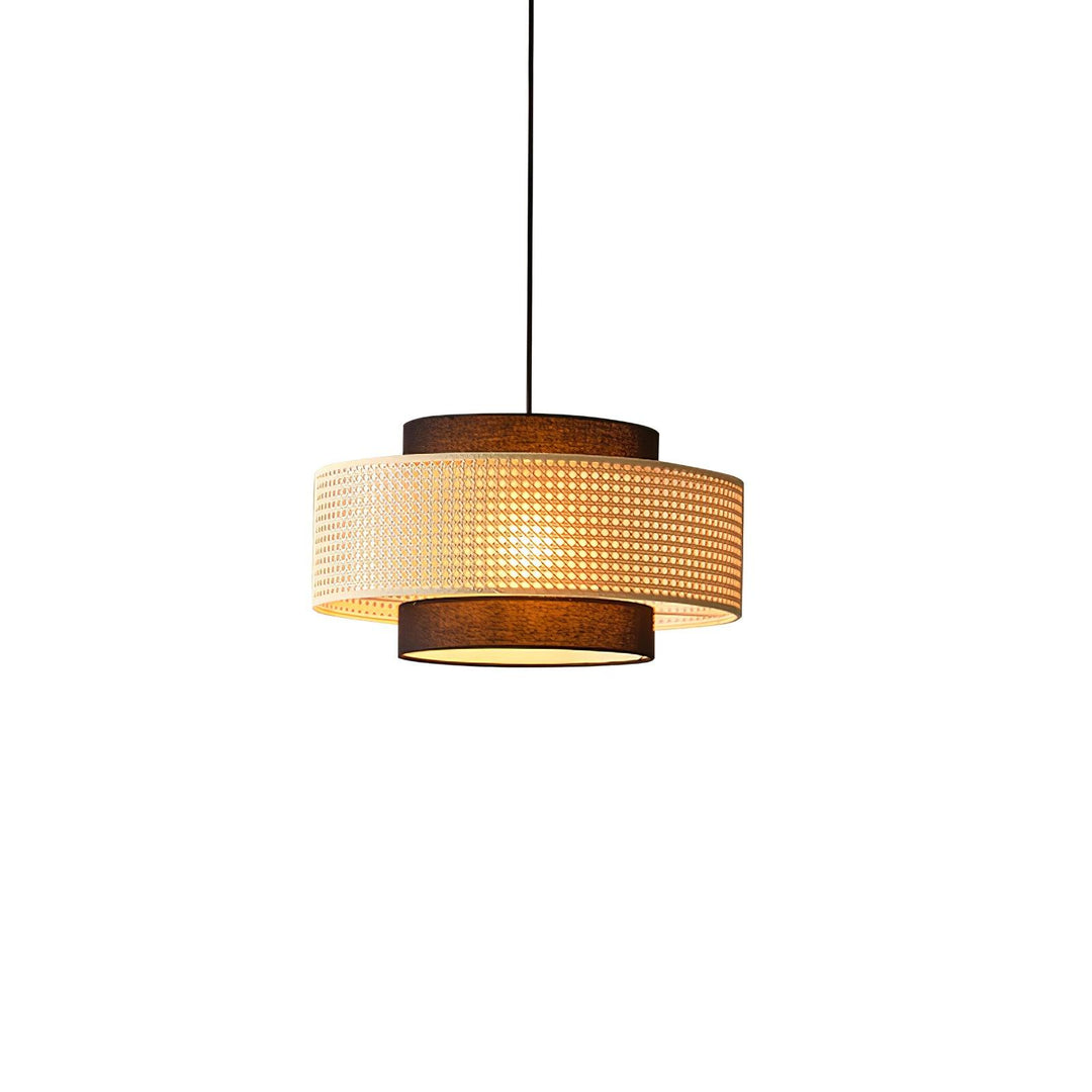 Lampa wisząca z abażurem w kształcie bębna