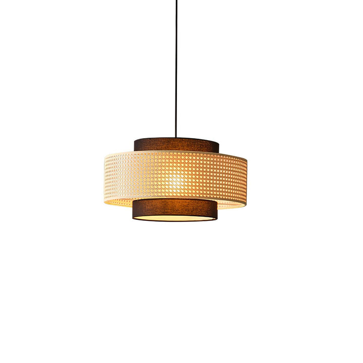 Lampa wisząca z abażurem w kształcie bębna