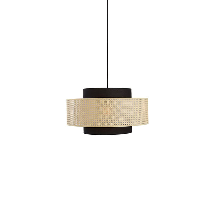 Lampa wisząca z abażurem w kształcie bębna