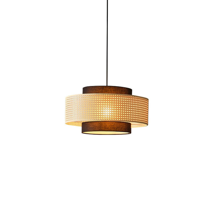 Lampa wisząca z abażurem w kształcie bębna