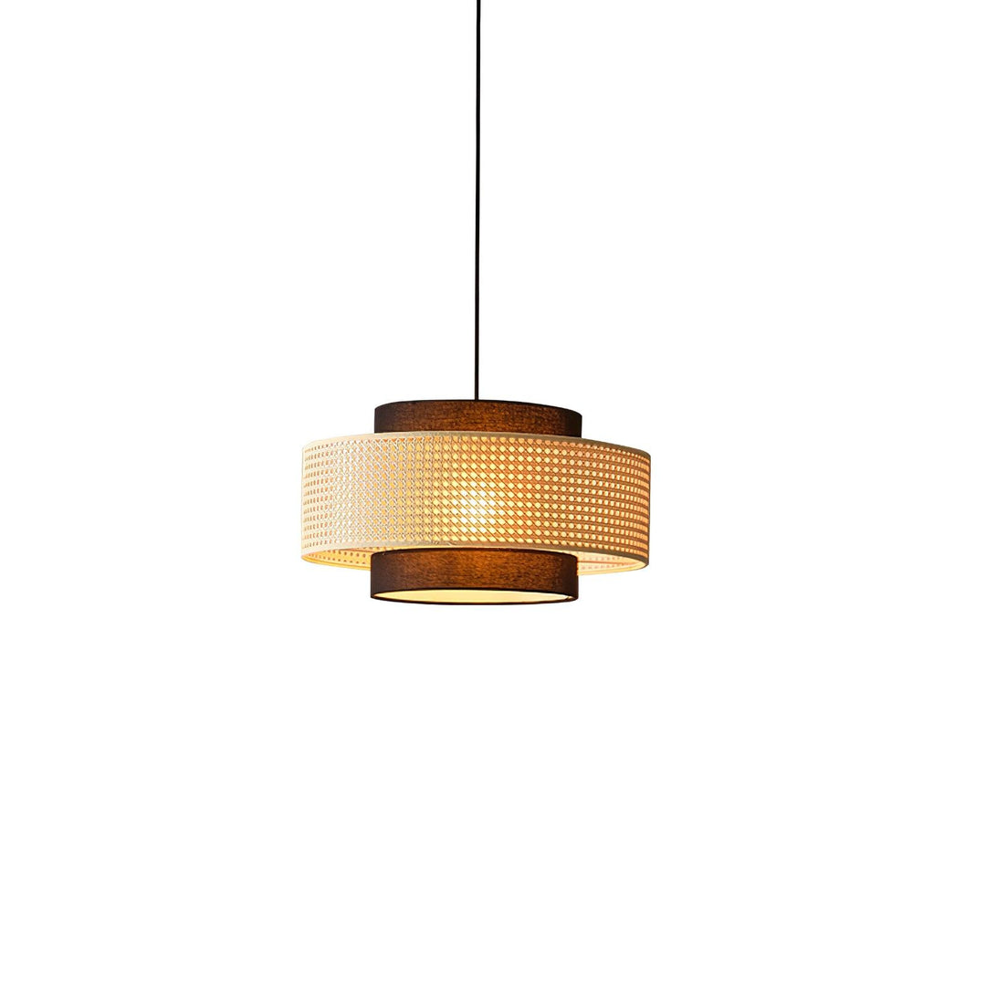 Lampa wisząca z abażurem w kształcie bębna