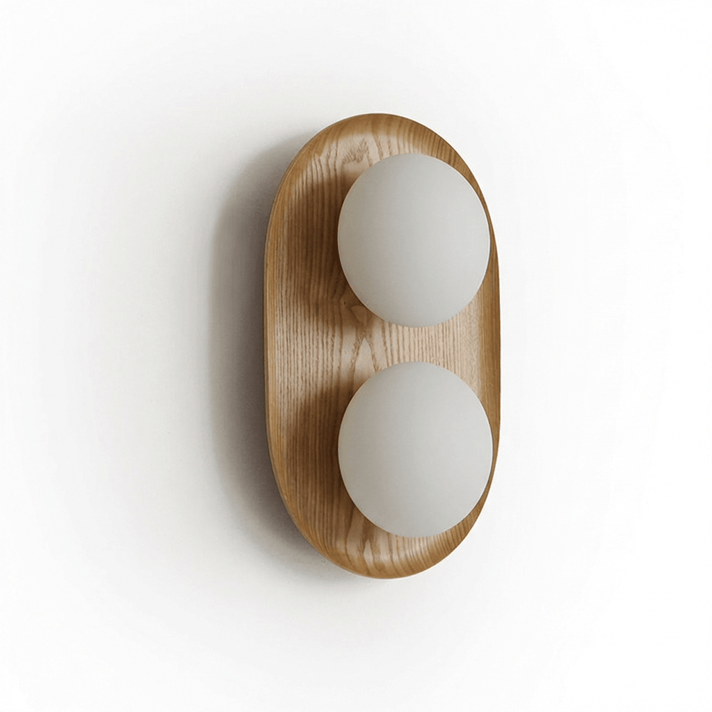 Lampa Ścienna Duo Orb z Drewna