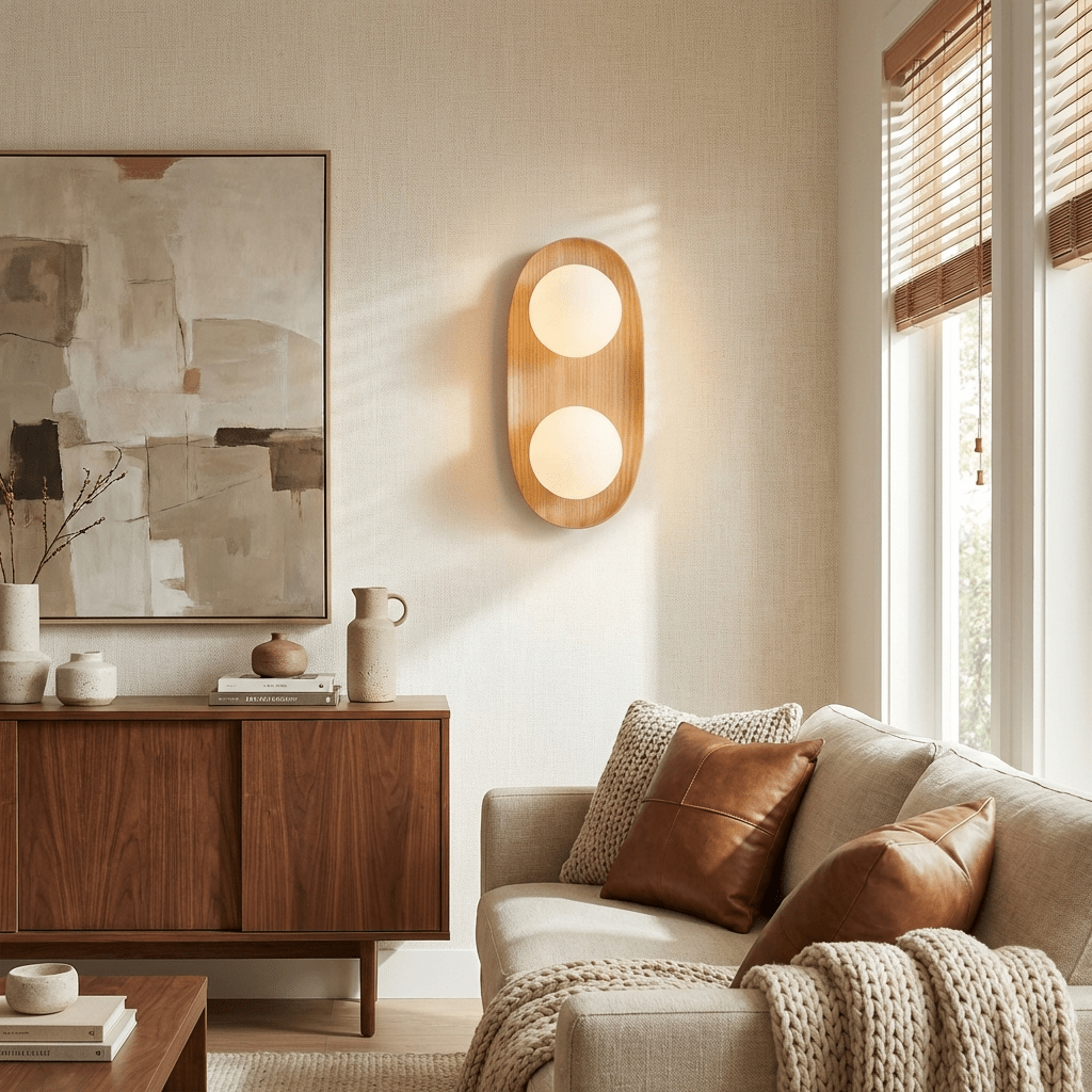 Lampa Ścienna Duo Orb z Drewna
