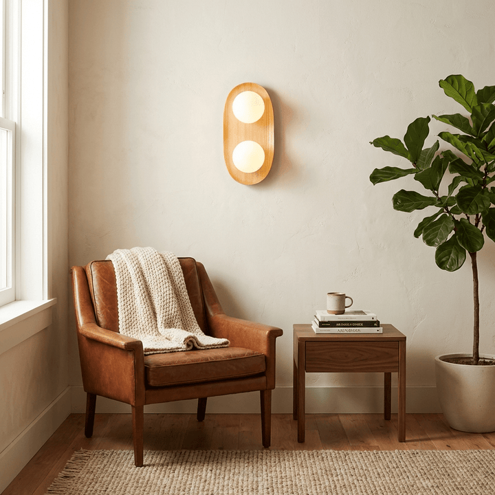 Lampa Ścienna Duo Orb z Drewna