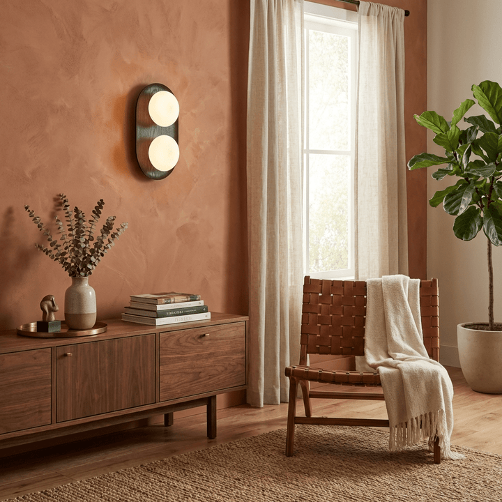 Lampa Ścienna Duo Orb z Drewna