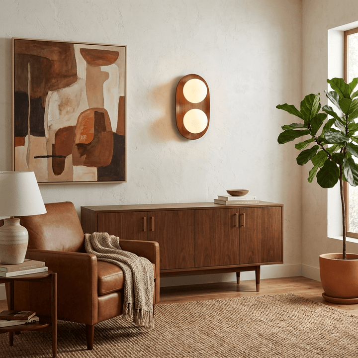 Lampa Ścienna Duo Orb z Drewna