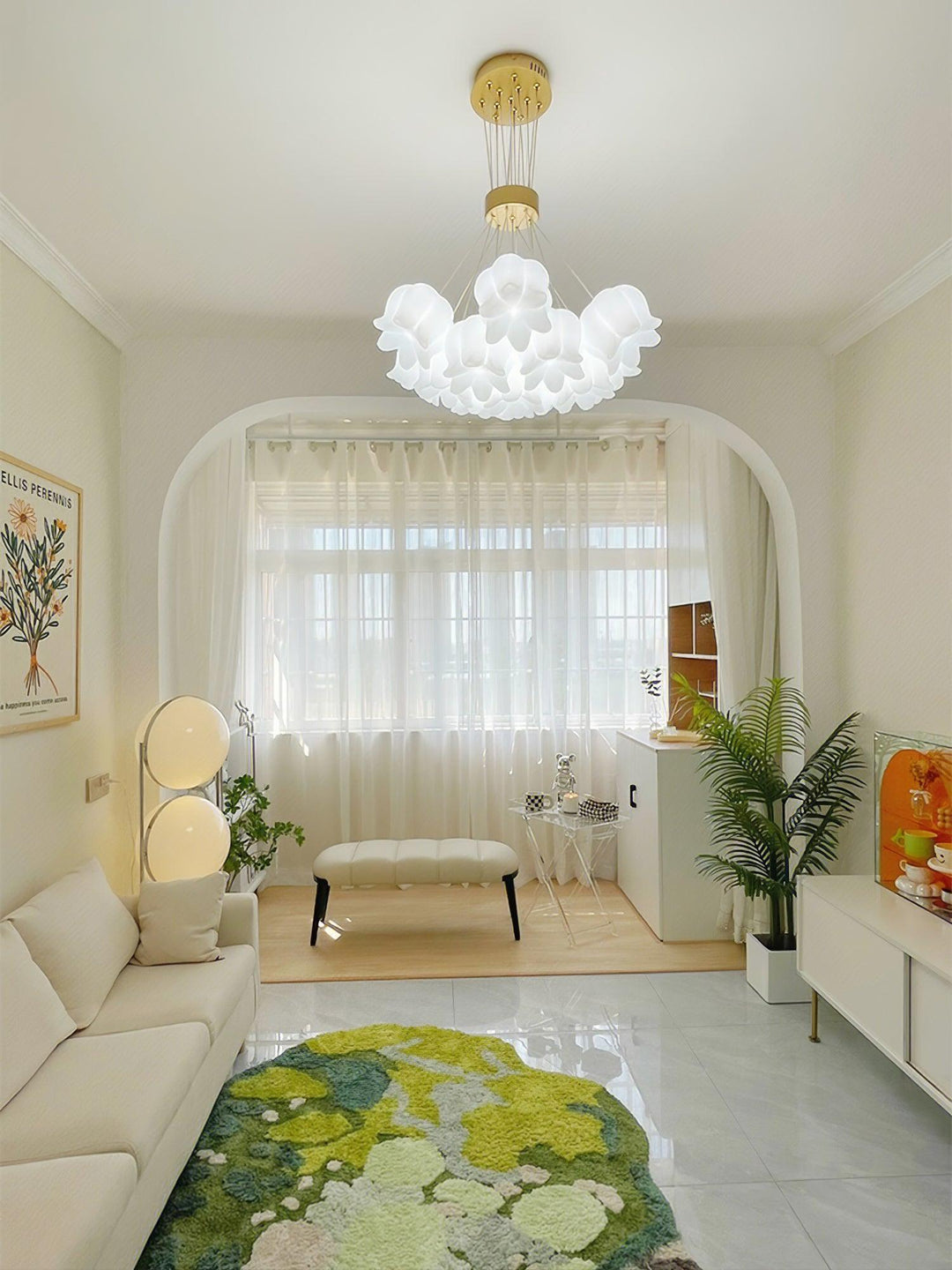 Elegancka Lampa Wisząca z Kwiatowym Motywem