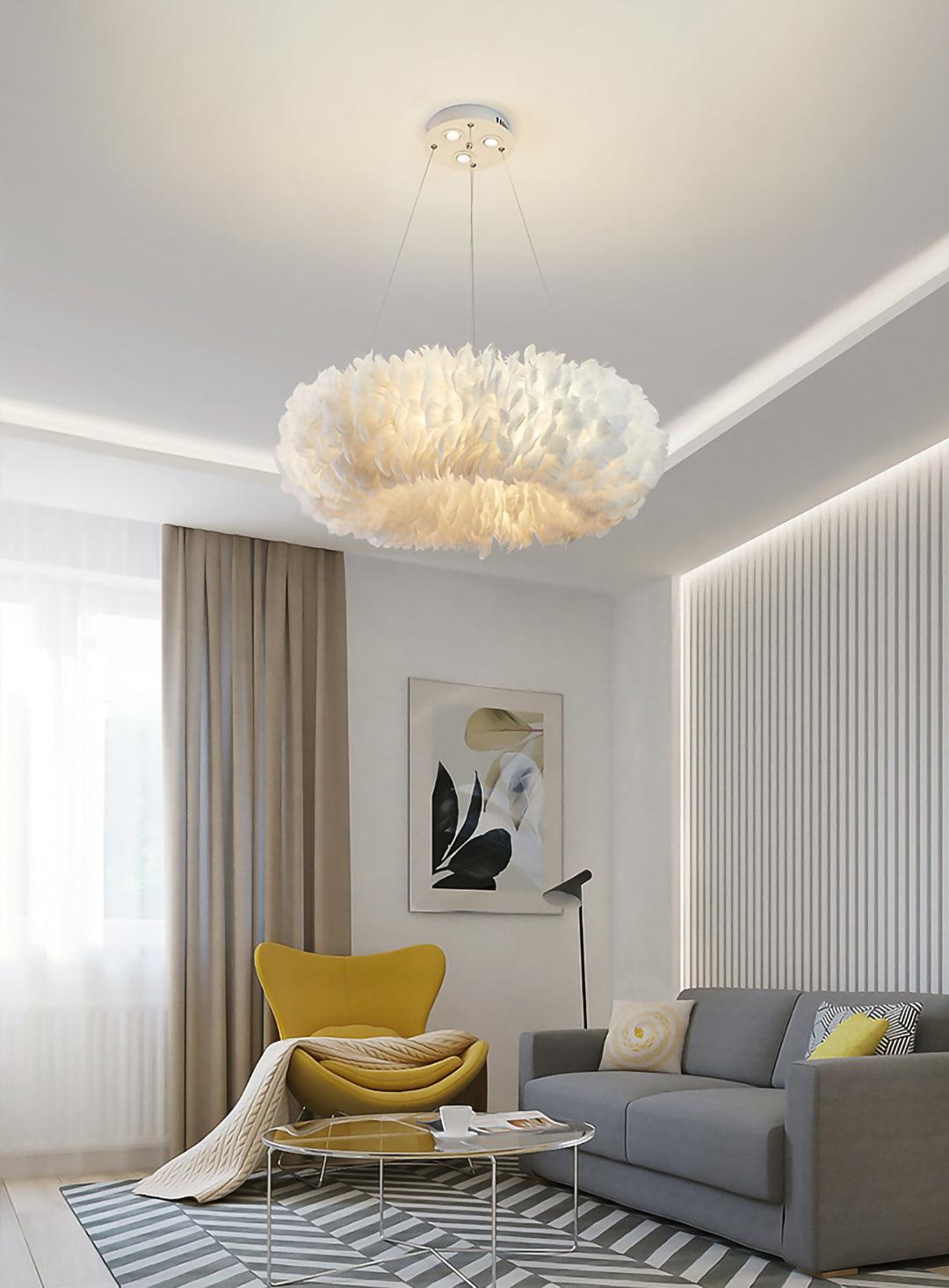 Lampa wisząca z piór gęsich