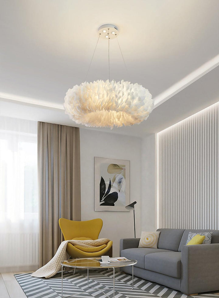 Lampa wisząca z piór gęsich