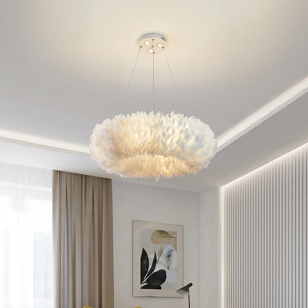 Lampa wisząca z piór gęsich