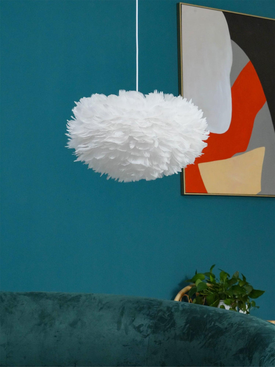Lampa wisząca z piór gęsich