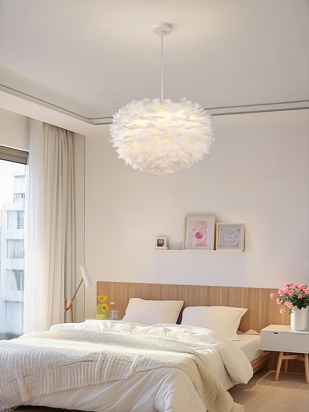 Lampa wisząca z piór gęsich