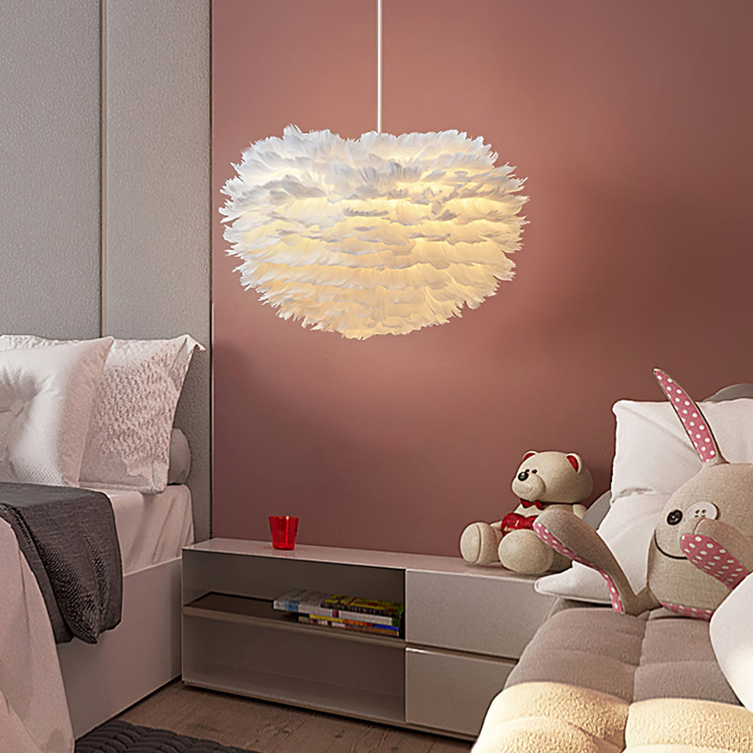 Lampa wisząca z piór gęsich
