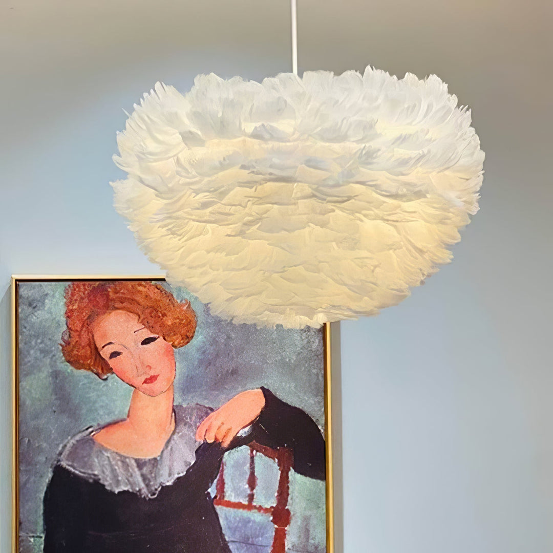 Lampa wisząca z piór gęsich