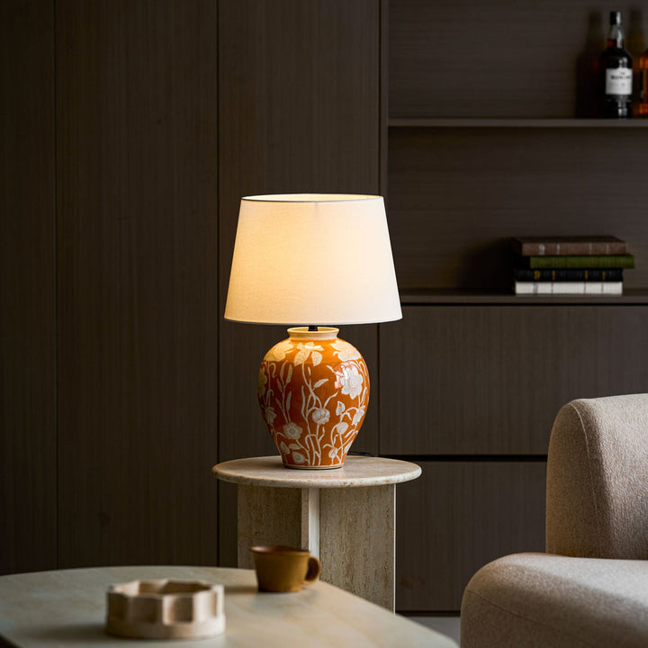 Kwiatowa ceramiczna lampa stołowa