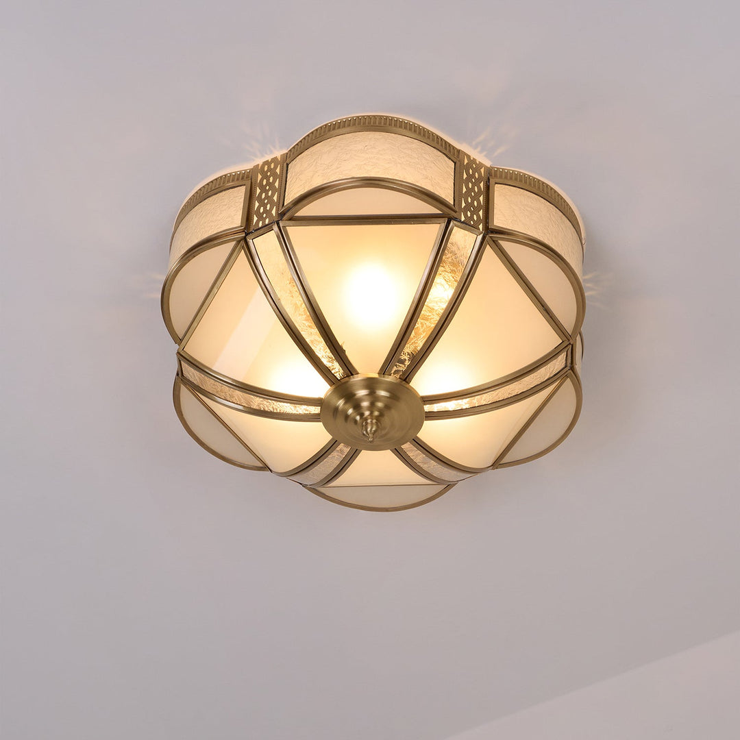 Kwiatowa Lampa Sufitowa z Mosiądzu