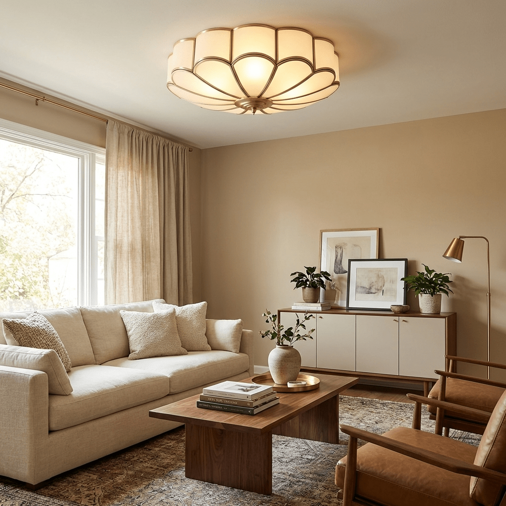 Lampa sufitowa wpuszczana w kształcie kwiatu ze szkła