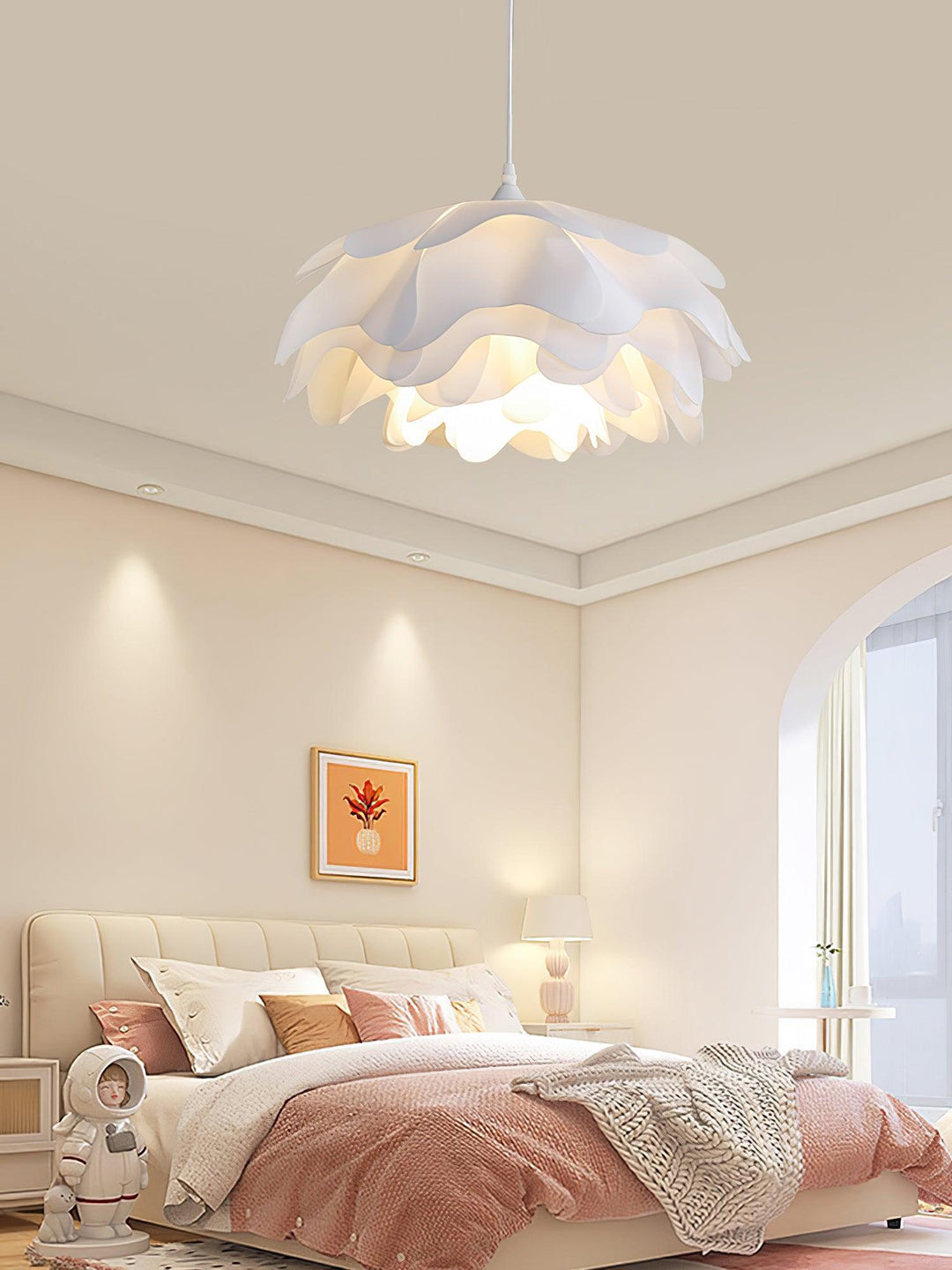 Lampa Wisząca w Kształcie Kwiatu, Biała