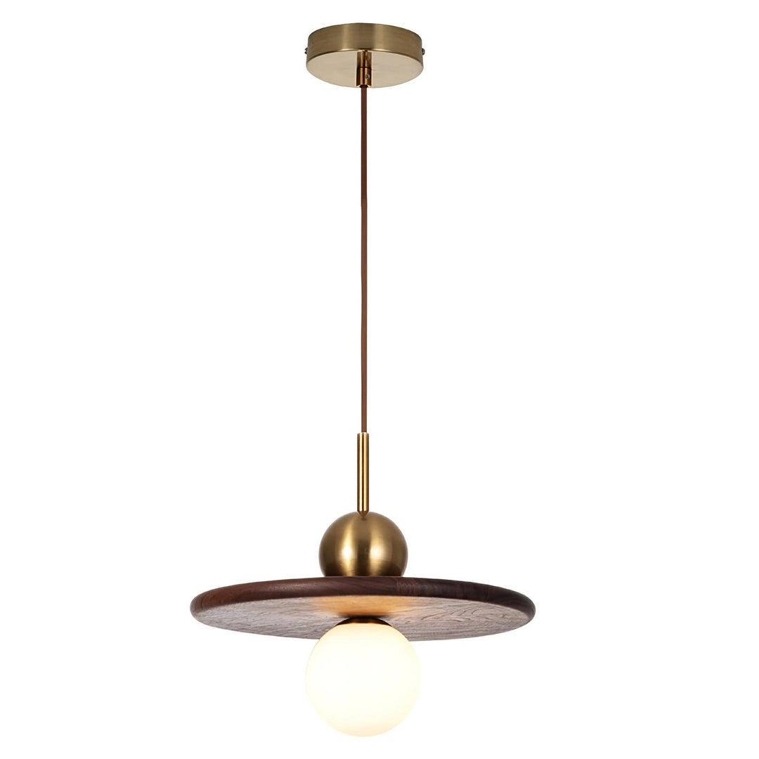Lampa Wisząca Orzechowa w Kształcie Latającego Spodka