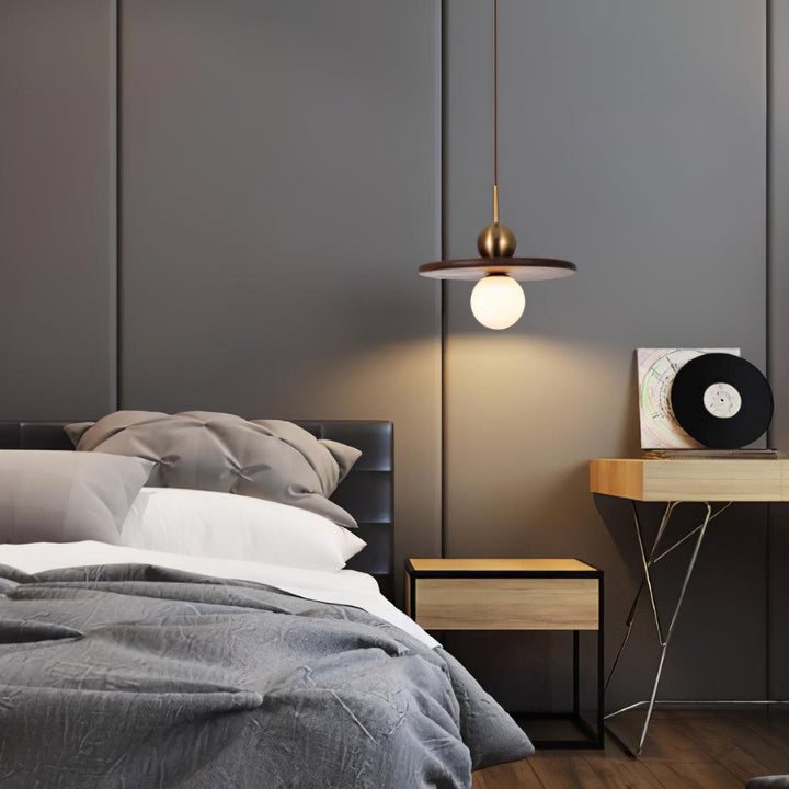 Lampa Wisząca Orzechowa w Kształcie Latającego Spodka