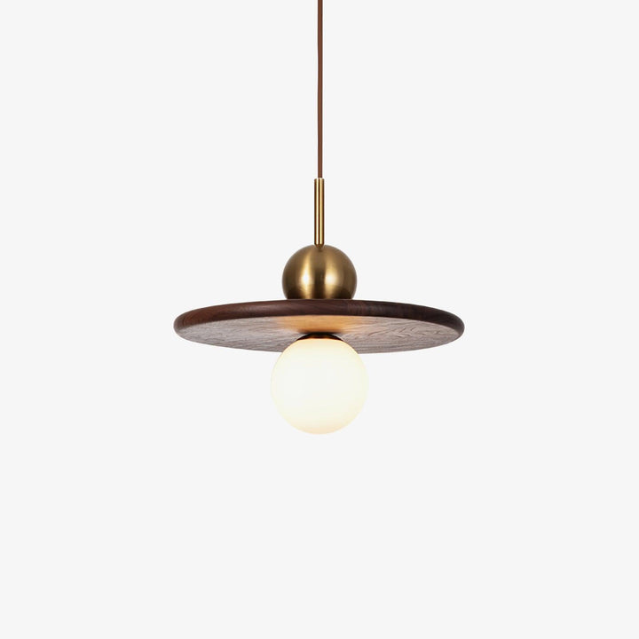 Lampa Wisząca Orzechowa w Kształcie Latającego Spodka