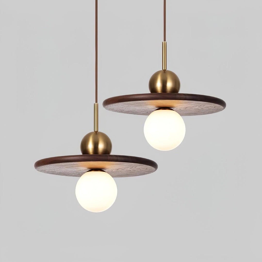 Lampa Wisząca Orzechowa w Kształcie Latającego Spodka