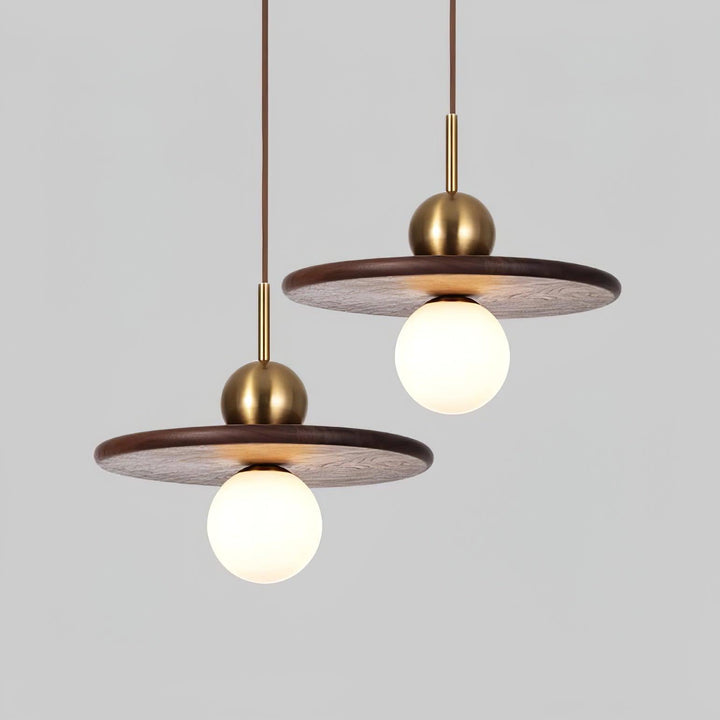 Lampa Wisząca Orzechowa w Kształcie Latającego Spodka