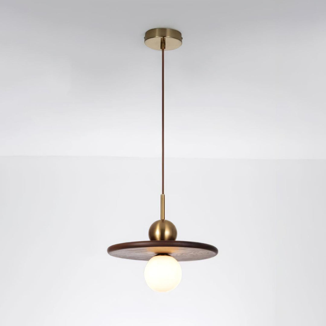 Lampa Wisząca Orzechowa w Kształcie Latającego Spodka