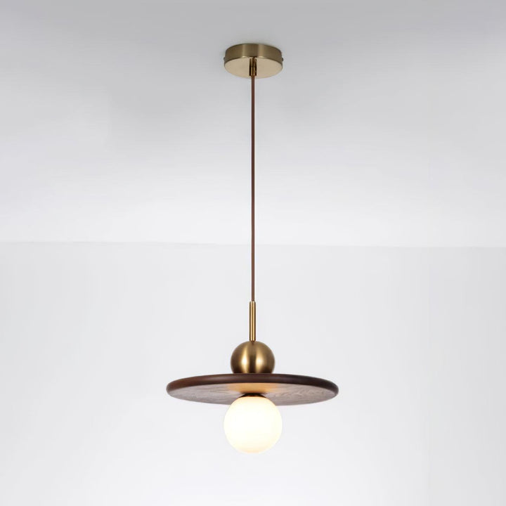 Lampa Wisząca Orzechowa w Kształcie Latającego Spodka