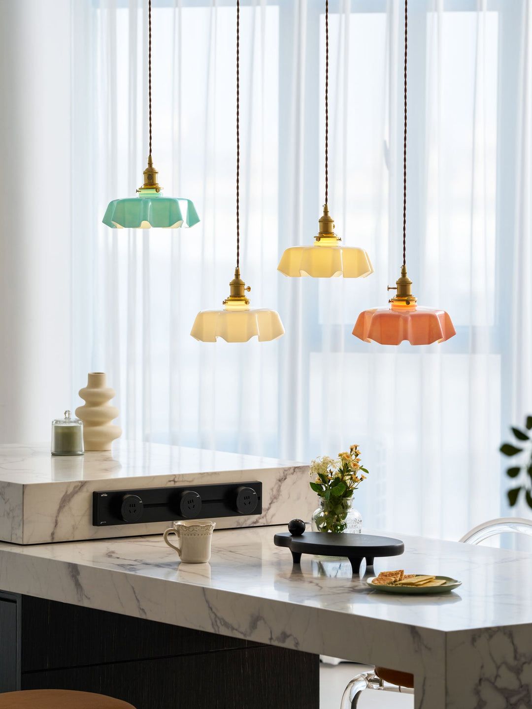 Francuska Lampa Wisząca Kwiatowa