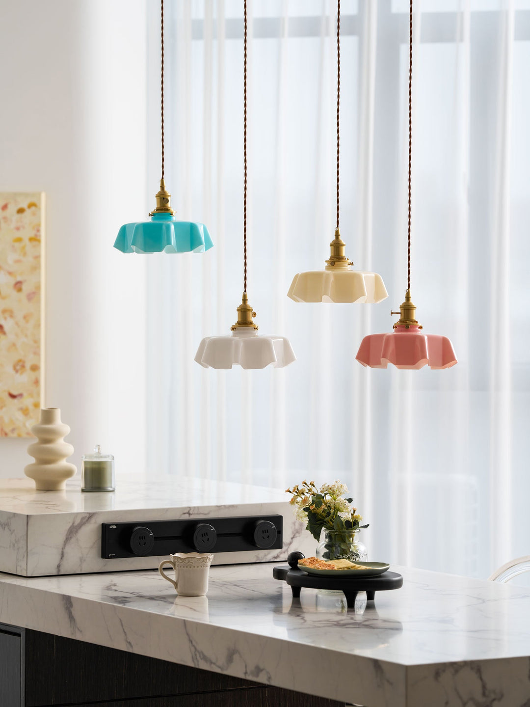 Francuska Lampa Wisząca Kwiatowa