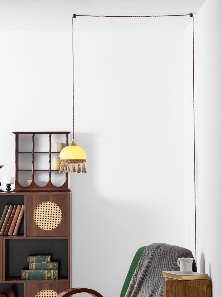 Francuskie Frędzle Mosiężny Wiszący Lampa