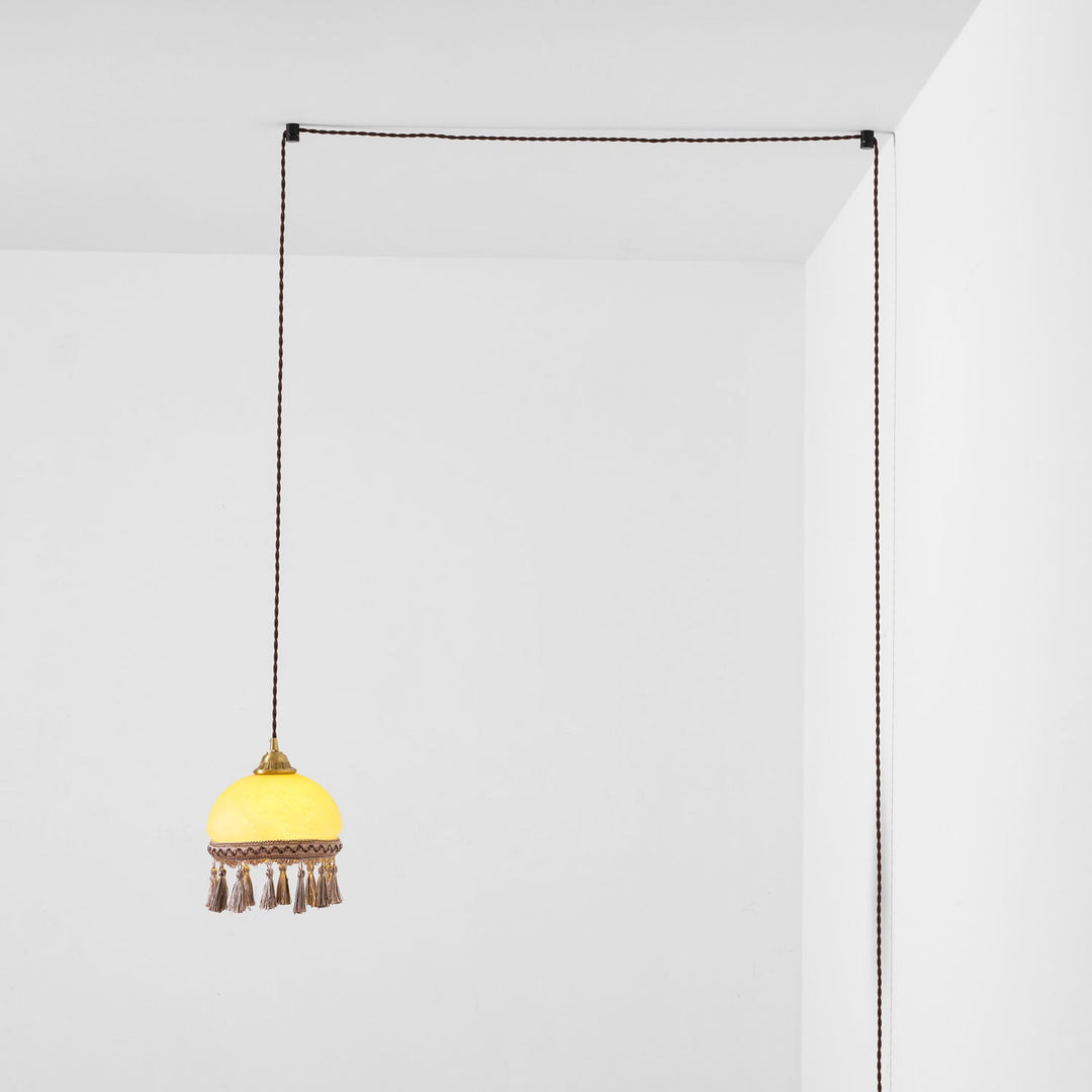 Francuskie Frędzle Mosiężny Wiszący Lampa