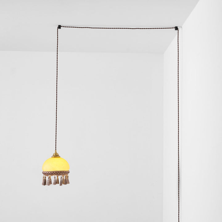 Francuskie Frędzle Mosiężny Wiszący Lampa