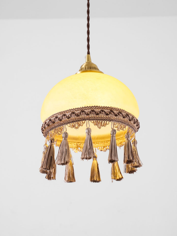 Francuskie Frędzle Mosiężny Wiszący Lampa
