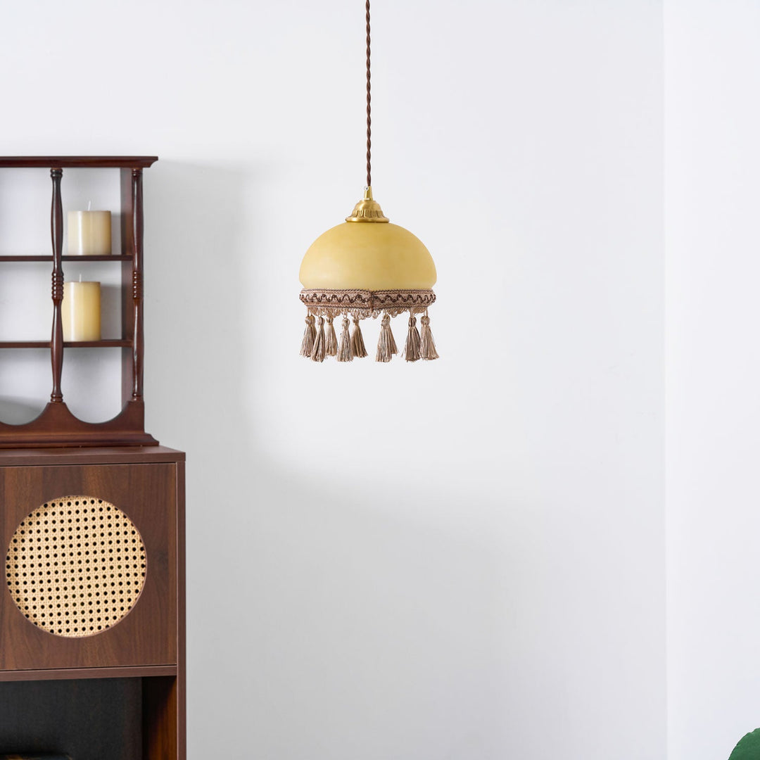 Francuskie Frędzle Mosiężny Wiszący Lampa