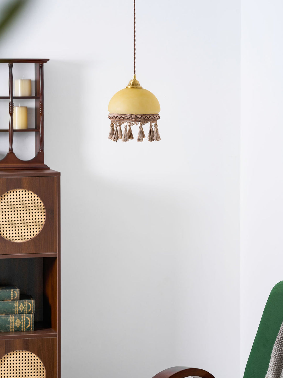 Francuskie Frędzle Mosiężny Wiszący Lampa