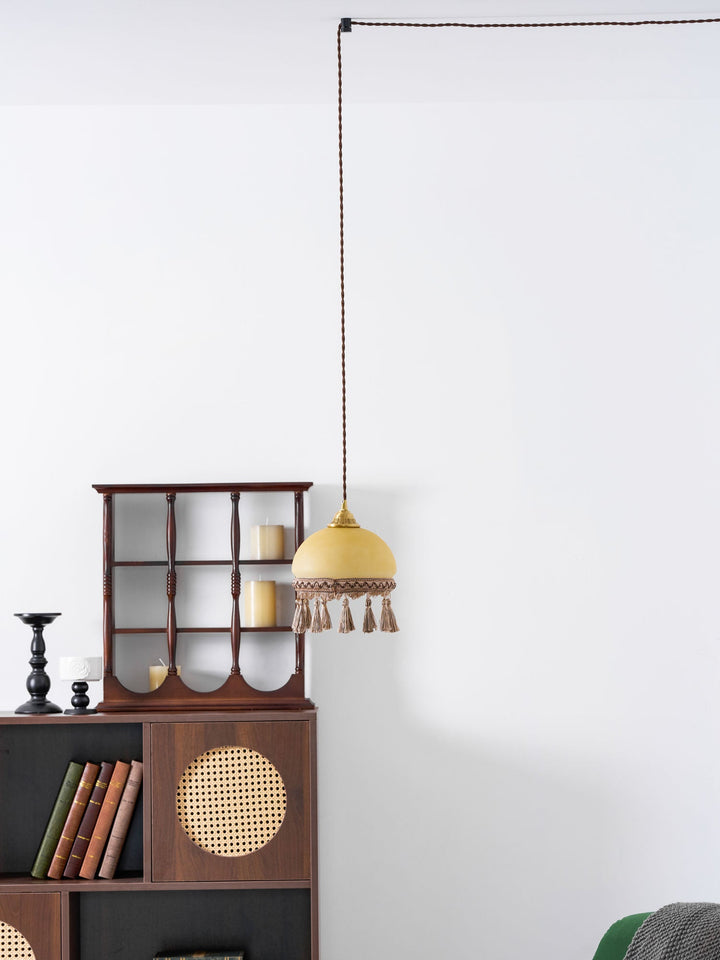 Francuskie Frędzle Mosiężny Wiszący Lampa
