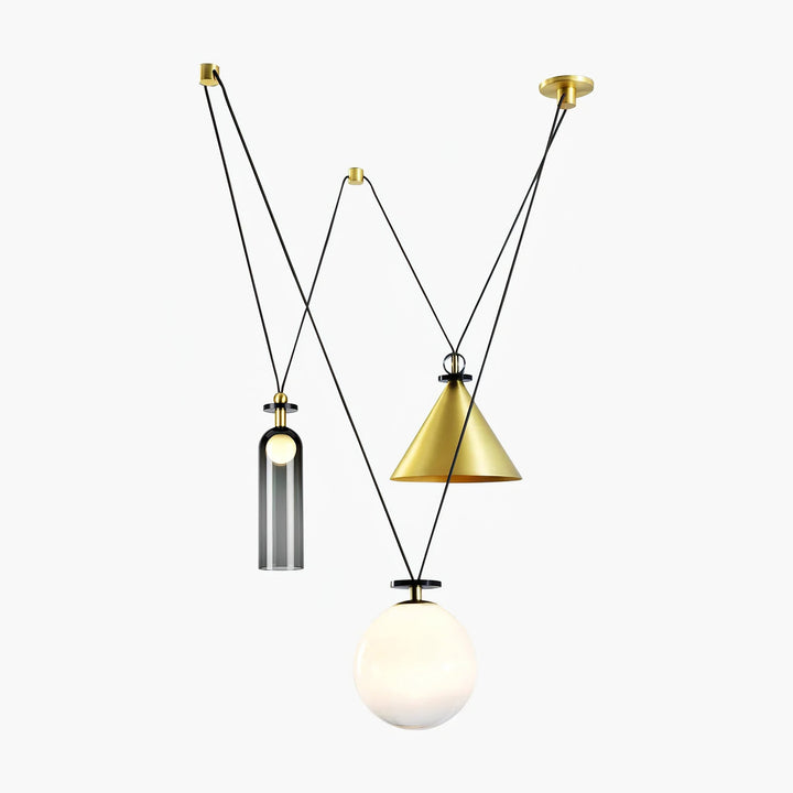 Nowoczesny żyrandol w formie geometrycznej