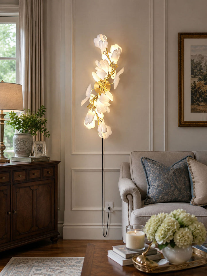 Lampa ścienna wtykowa Kwiaty Ginkgo