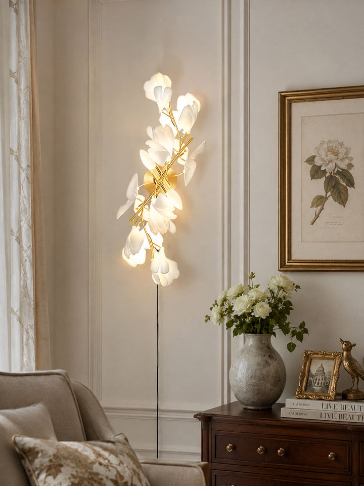 Lampa ścienna wtykowa Kwiaty Ginkgo