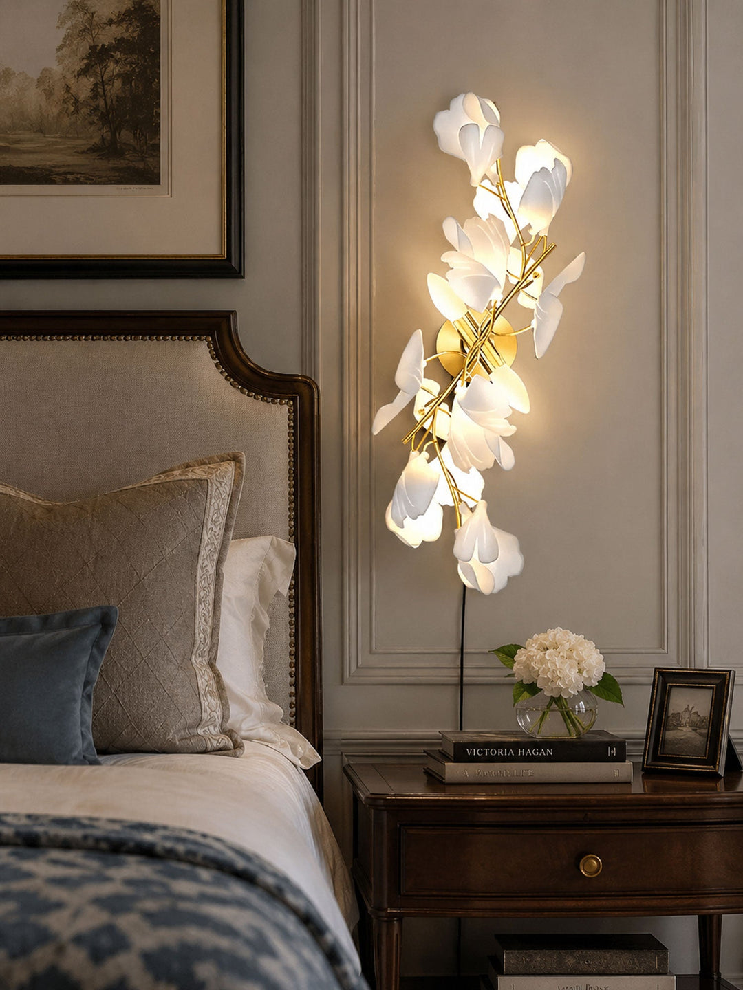 Lampa ścienna wtykowa Kwiaty Ginkgo