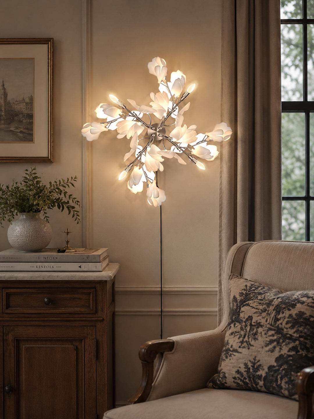Lampa ścienna wtykowa Kwiaty Ginkgo