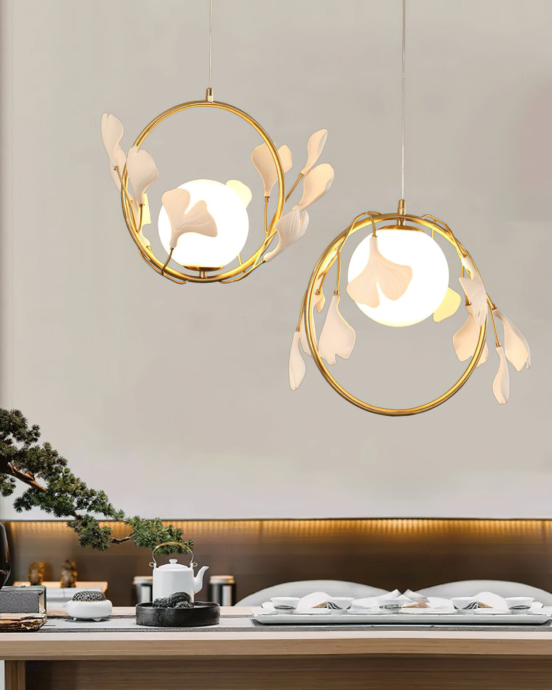 Lampa Wisząca Gingko Halo ze Szkła